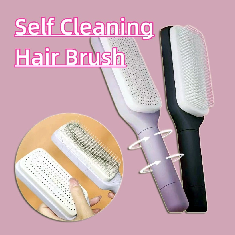 Brosse à cheveux 4 en 1 auto-nettoyante