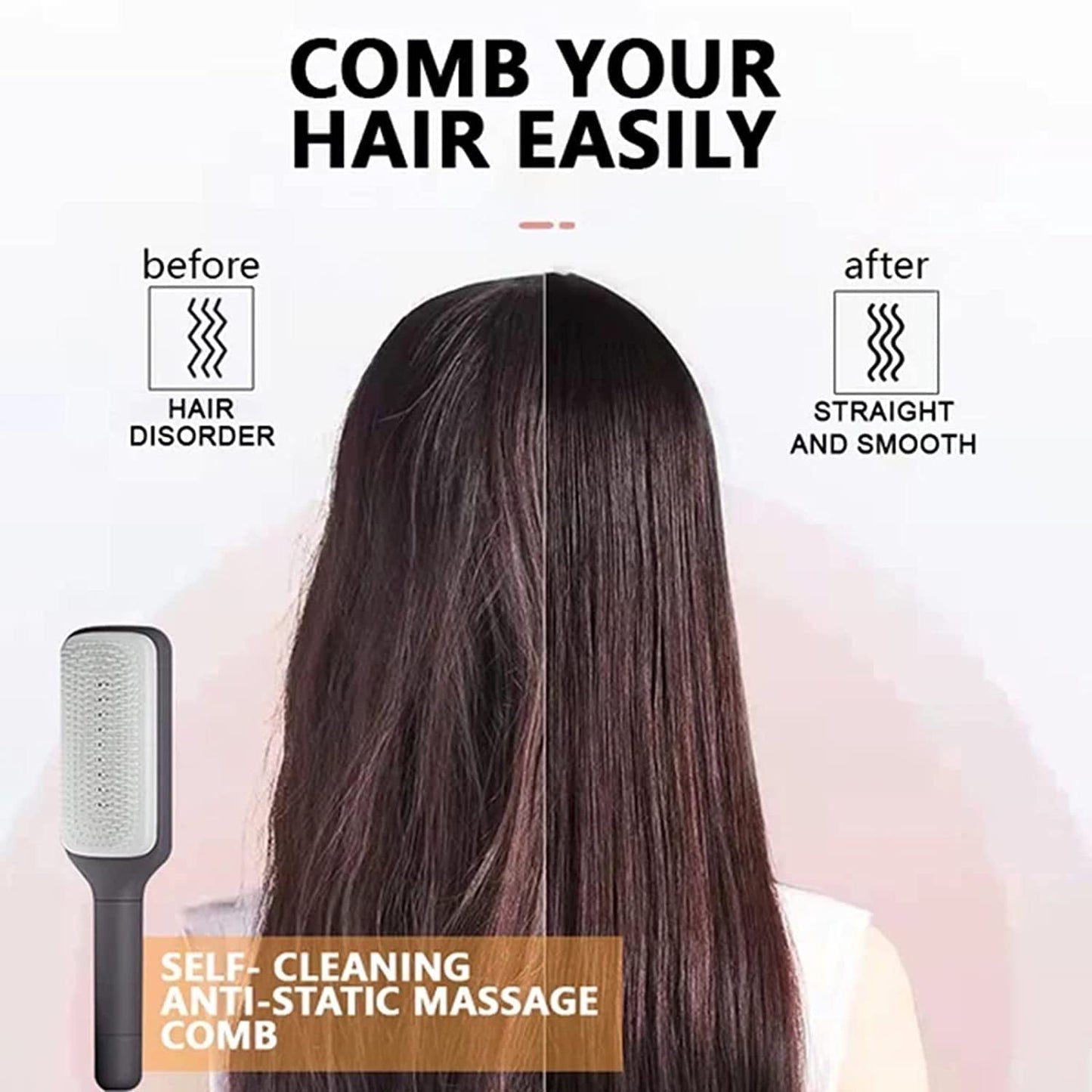 Brosse à cheveux 4 en 1 auto-nettoyante