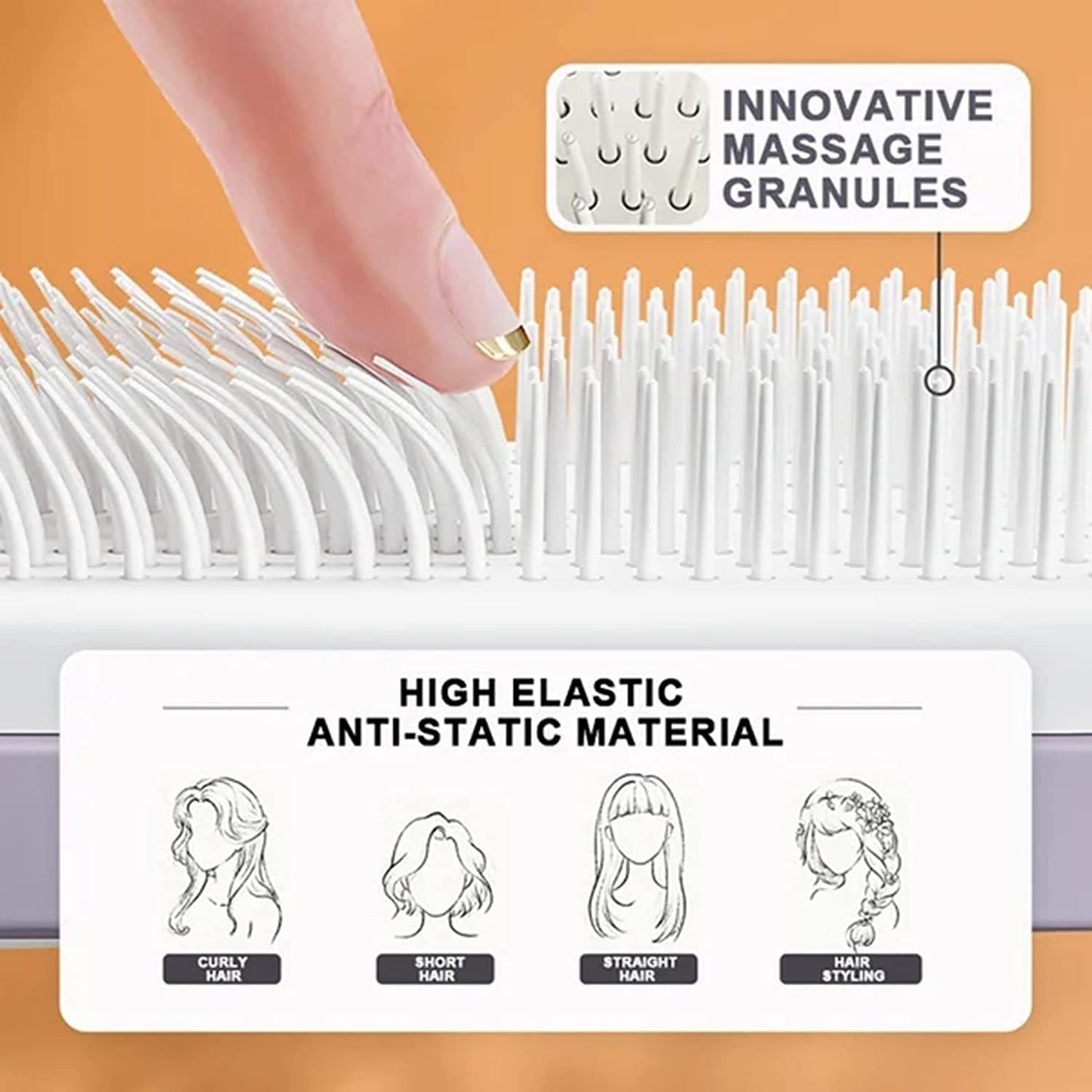 Brosse à cheveux 4 en 1 auto-nettoyante