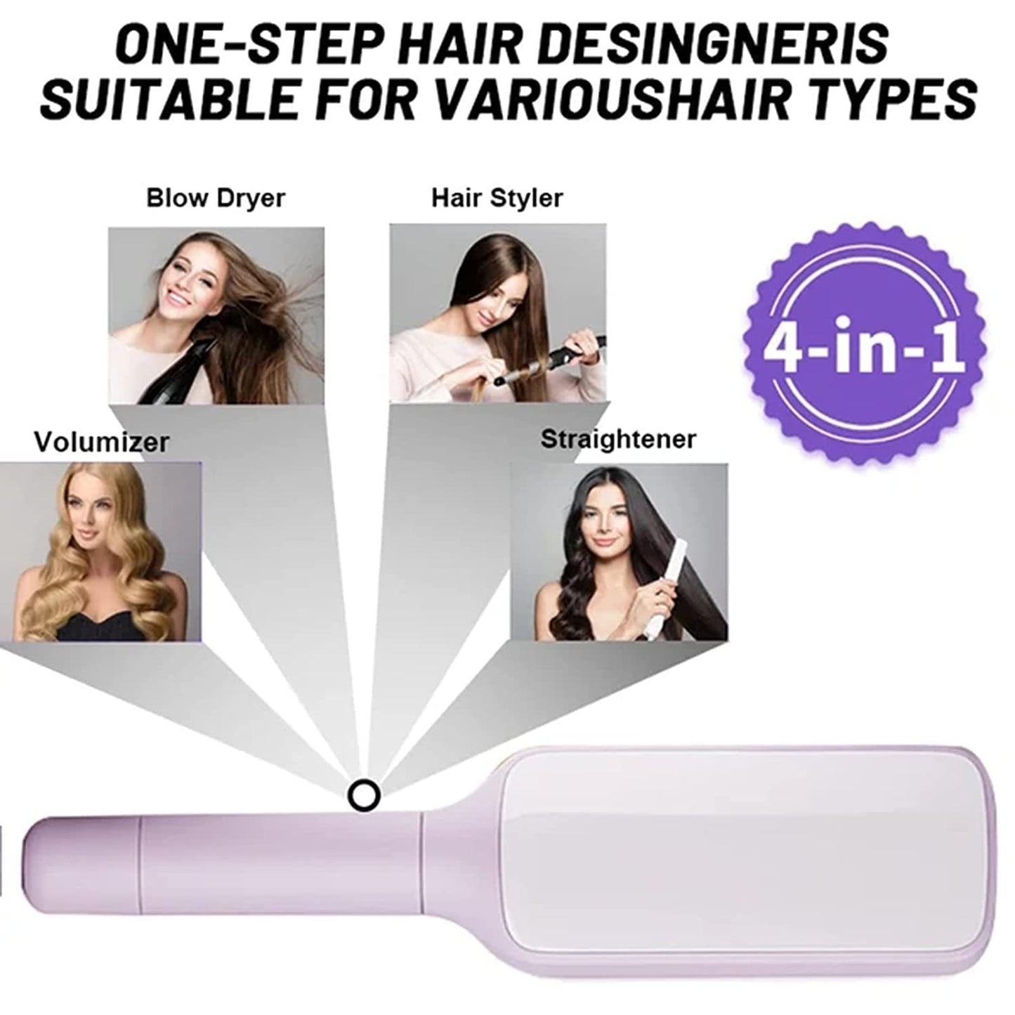 Brosse à cheveux 4 en 1 auto-nettoyante