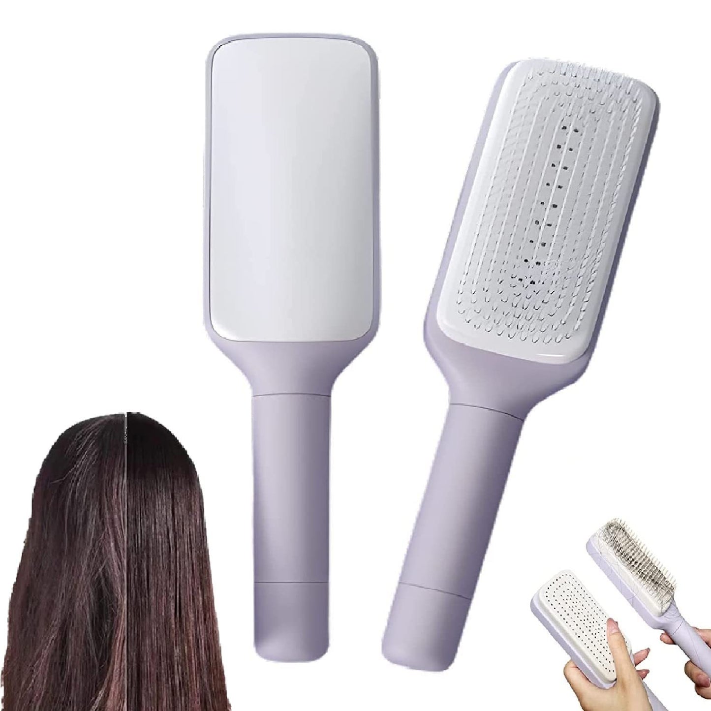 Brosse à cheveux 4 en 1 auto-nettoyante